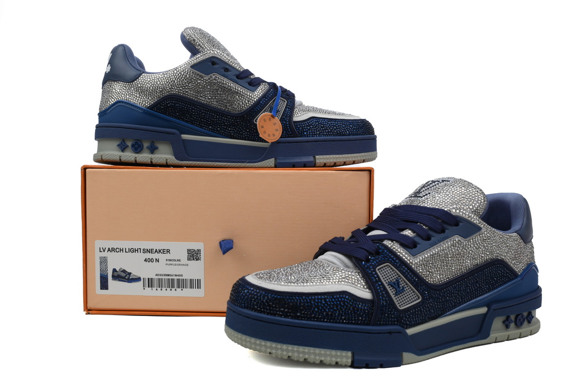 PKGoden LOUIS VUITTON Trainer White Blue diamond