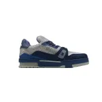 PKGoden LOUIS VUITTON Trainer White Blue diamond