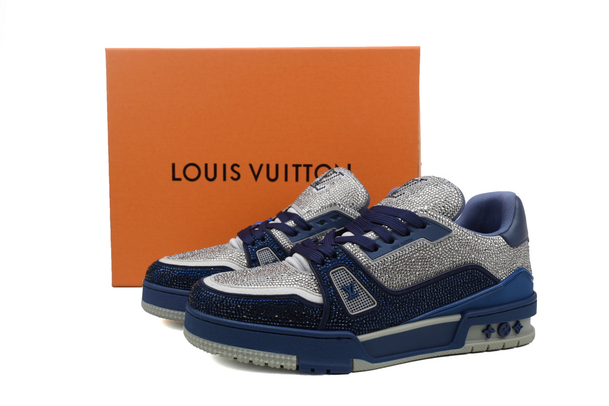 PKGoden LOUIS VUITTON Trainer White Blue diamond