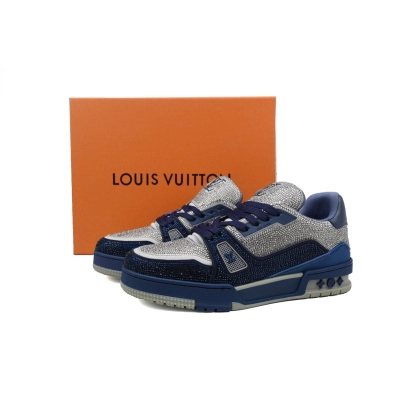 PKGoden LOUIS VUITTON Trainer White Blue diamond 02