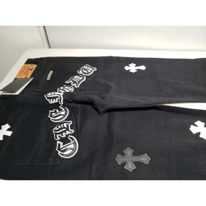 Chrome Hearts CH city limited series Sanskrit cross patch leather Jeans 1
