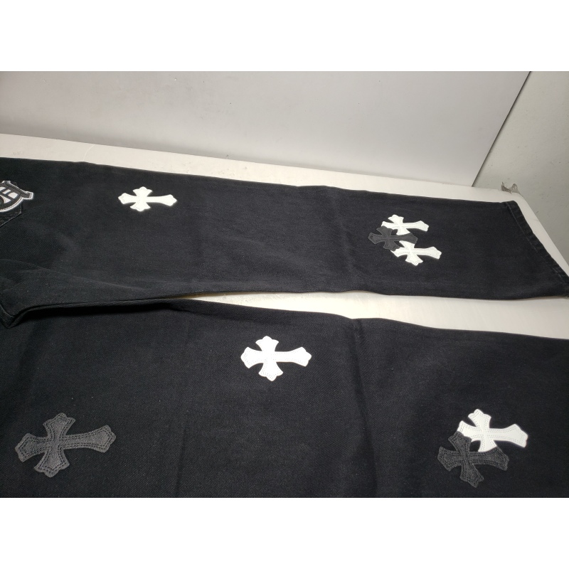 Chrome Hearts CH city limited series Sanskrit cross patch leather Jeans 1