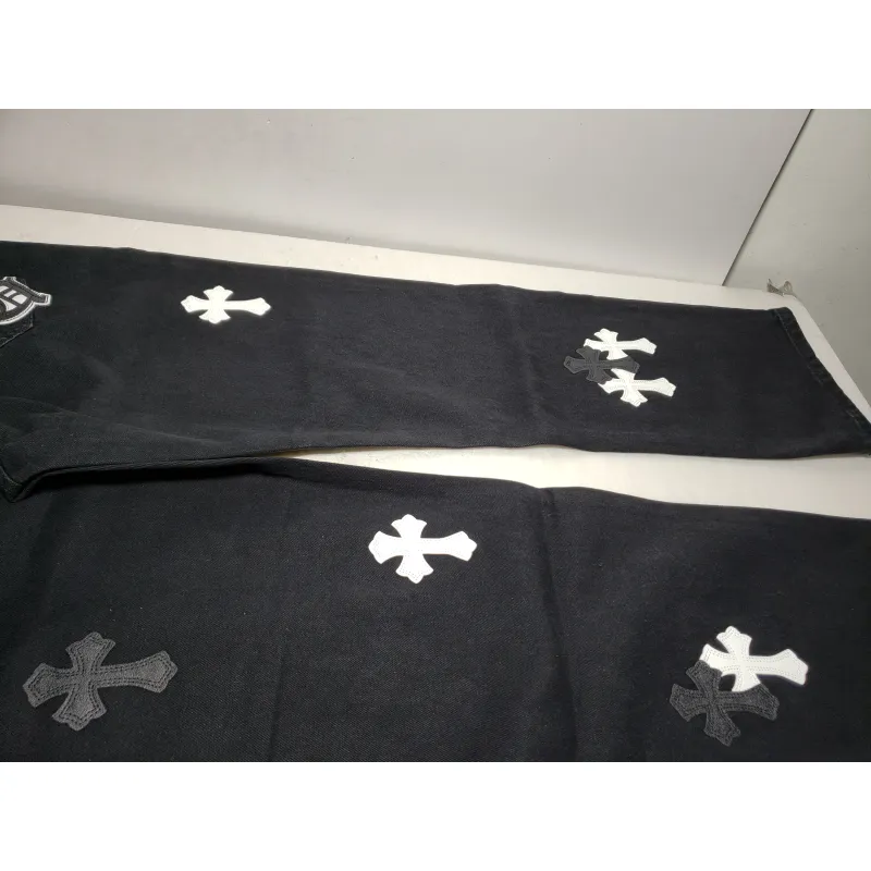 Chrome Hearts CH city limited series Sanskrit cross patch leather Jeans 1