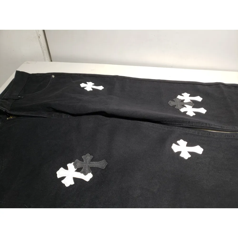 Chrome Hearts CH city limited series Sanskrit cross patch leather Jeans 1