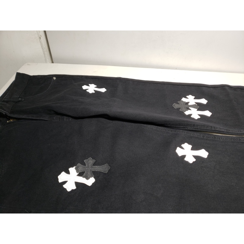 Chrome Hearts CH city limited series Sanskrit cross patch leather Jeans 1