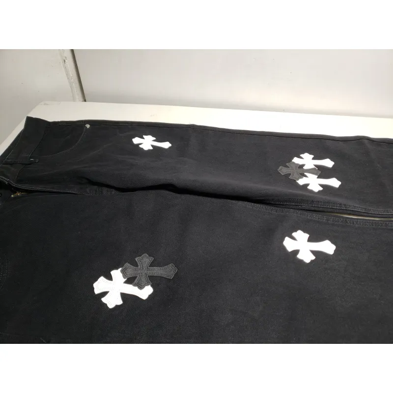 Chrome Hearts CH city limited series Sanskrit cross patch leather Jeans 1