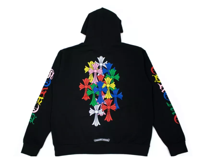 BLACK & MULTICOLOR ‘CROSS CEMETERY’ CHROME HEARTS HOODIE