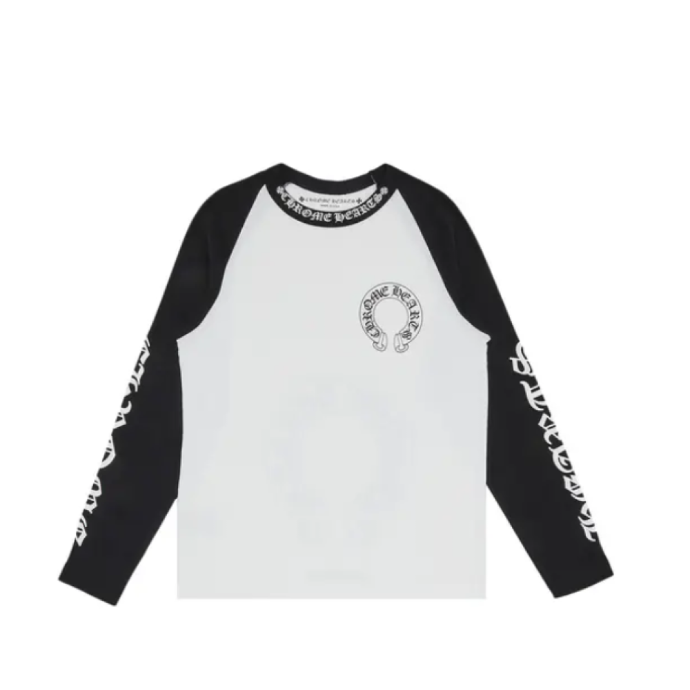 Chrome Hearts Horseshoe Neck Logo 3/4 Shirt Black/White