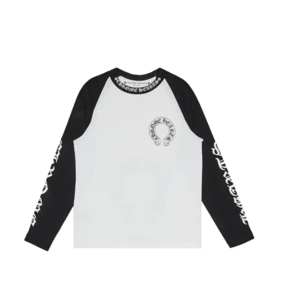 Chrome Hearts Horseshoe Neck Logo 3/4 Shirt Black/White