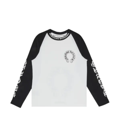 Chrome Hearts Horseshoe Neck Logo 3/4 Shirt Black/White 01