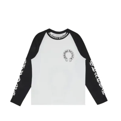 Chrome Hearts Horseshoe Neck Logo 3/4 Shirt Black/White 01