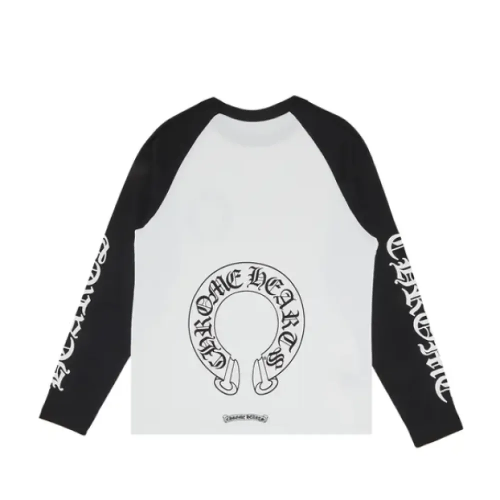 Chrome Hearts Horseshoe Neck Logo 3/4 Shirt Black/White