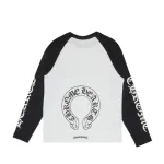 Chrome Hearts Horseshoe Neck Logo 3/4 Shirt Black/White