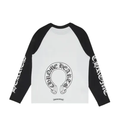 Chrome Hearts Horseshoe Neck Logo 3/4 Shirt Black/White 02