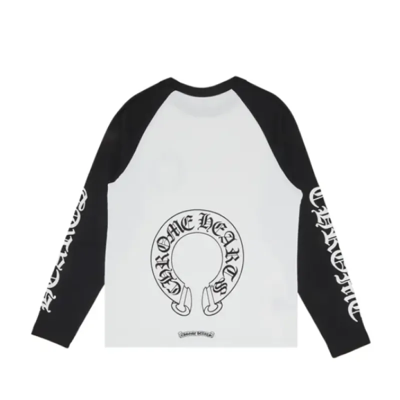 Chrome Hearts Horseshoe Neck Logo 3/4 Shirt Black/White