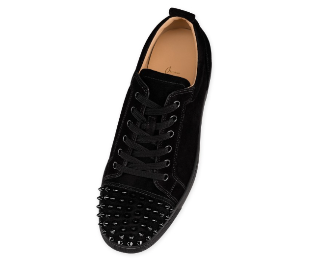 Christian Louboutin Louis Junior Spikes Veau Velours Sneaker Black, 1130575CM53