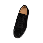 Christian Louboutin Louis Junior Spikes Veau Velours Sneaker Black, 1130575CM53