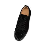 Christian Louboutin Louis Junior Spikes Veau Velours Sneaker Black, 1130575CM53