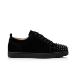 Christian Louboutin Louis Junior Spikes Veau Velours Sneaker Black, 1130575CM53