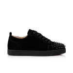 Christian Louboutin Louis Junior Spikes Veau Velours Sneaker Black, 1130575CM53