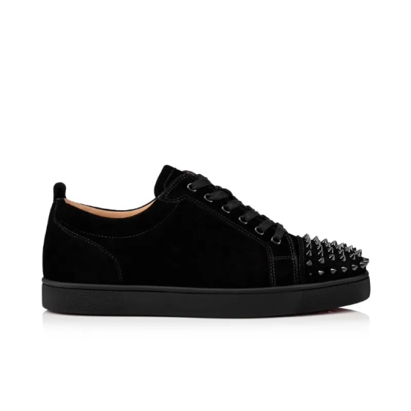 Christian Louboutin Louis Junior Spikes Veau Velours Sneaker Black, 1130575CM53