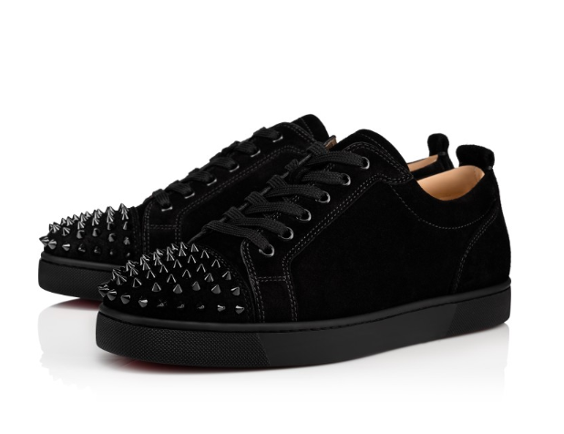 Christian Louboutin Louis Junior Spikes Veau Velours Sneaker Black, 1130575CM53