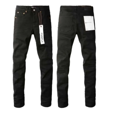 Purple Jeans A Black High-Waisted Pleated Basic Jeans 01