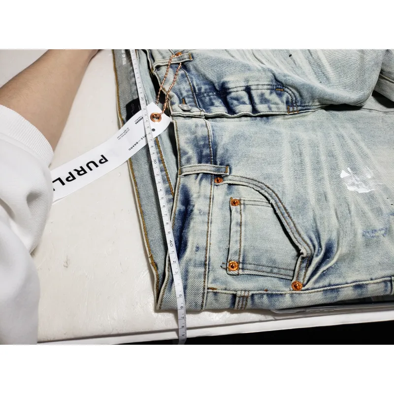 Purple Jeans American High Street Blue Distressed Distressed 2024 New Fashion Trend High Quality Jeans
