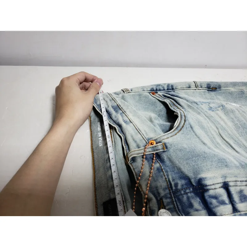 Purple Jeans American High Street Blue Distressed Distressed 2024 New Fashion Trend High Quality Jeans