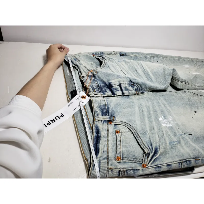 Purple Jeans American High Street Blue Distressed Distressed 2024 New Fashion Trend High Quality Jeans