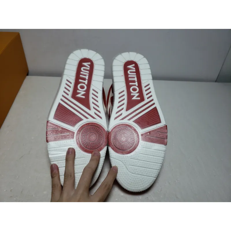 Replica Louis Vuitton Leather lace up Fashionable Board Shoes Red,51BCOLRB