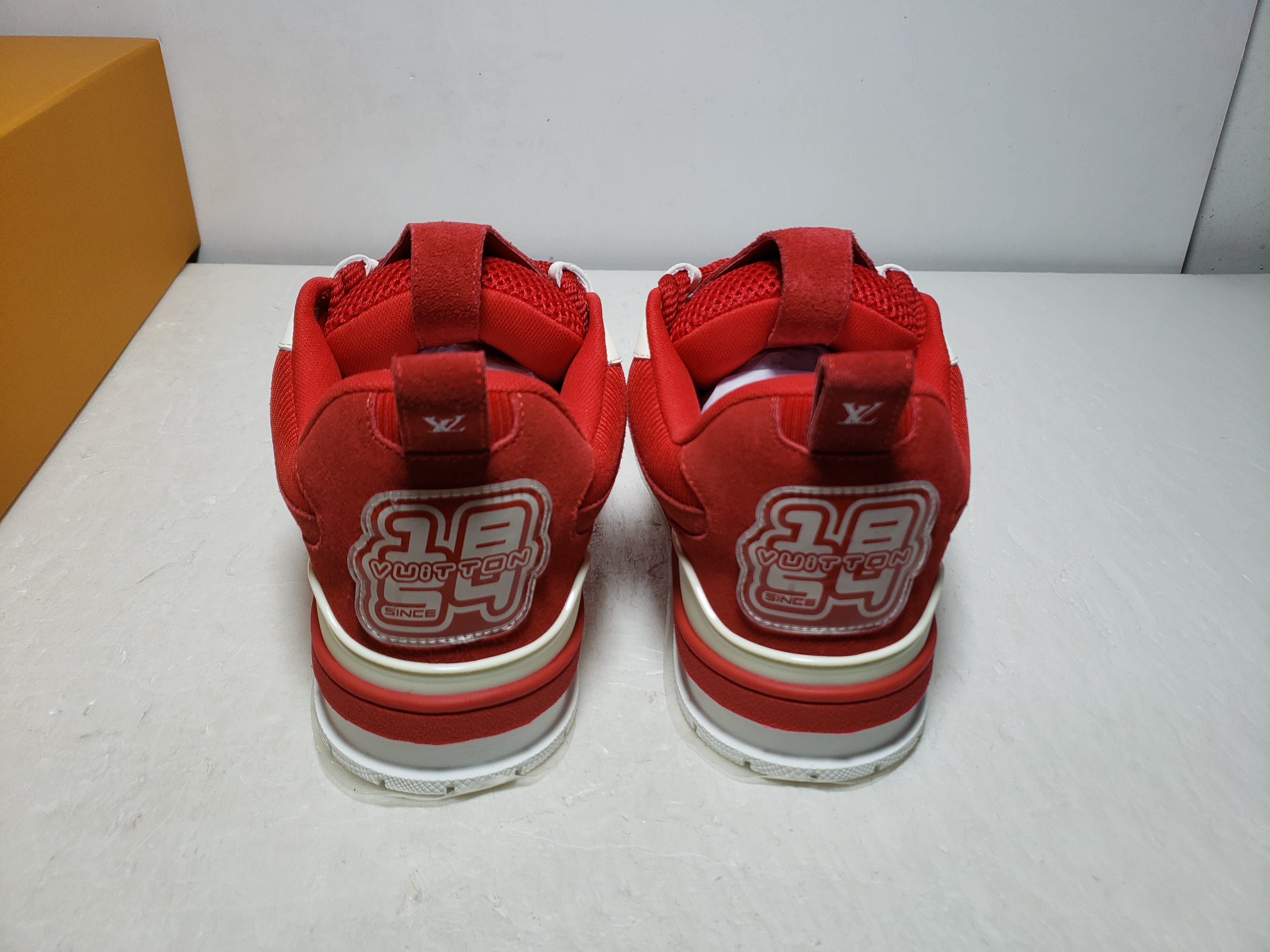 Replica Louis Vuitton Leather lace up Fashionable Board Shoes Red,51BCOLRB