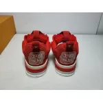 Replica Louis Vuitton Leather lace up Fashionable Board Shoes Red,51BCOLRB