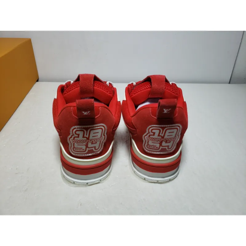 Replica Louis Vuitton Leather lace up Fashionable Board Shoes Red,51BCOLRB