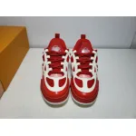 Replica Louis Vuitton Leather lace up Fashionable Board Shoes Red,51BCOLRB