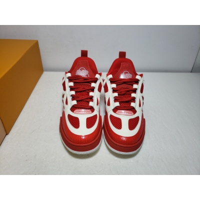 Replica Louis Vuitton Leather lace up Fashionable Board Shoes Red,51BCOLRB 02