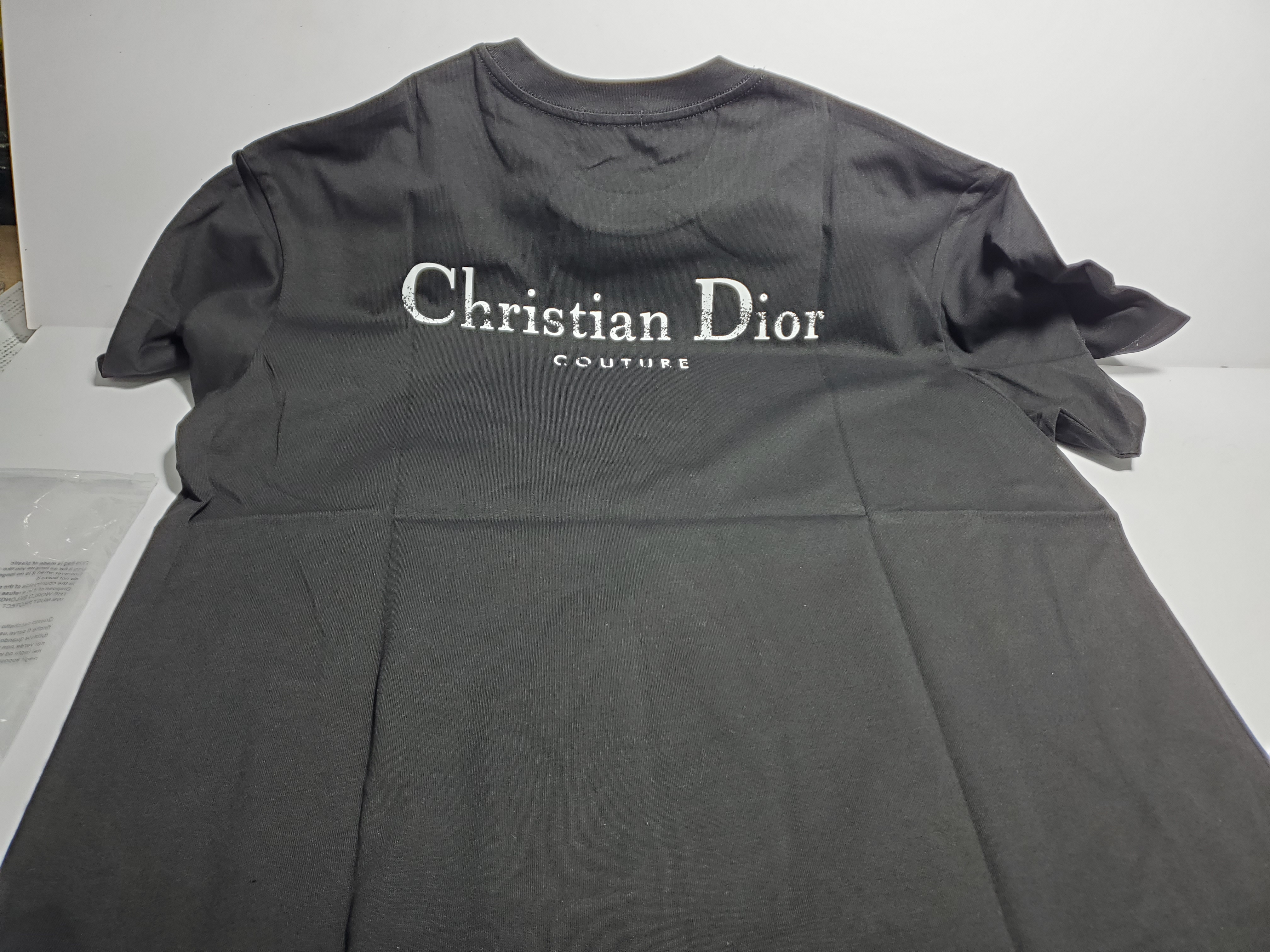 Dior CD embroidered collar letter T-Shirts black