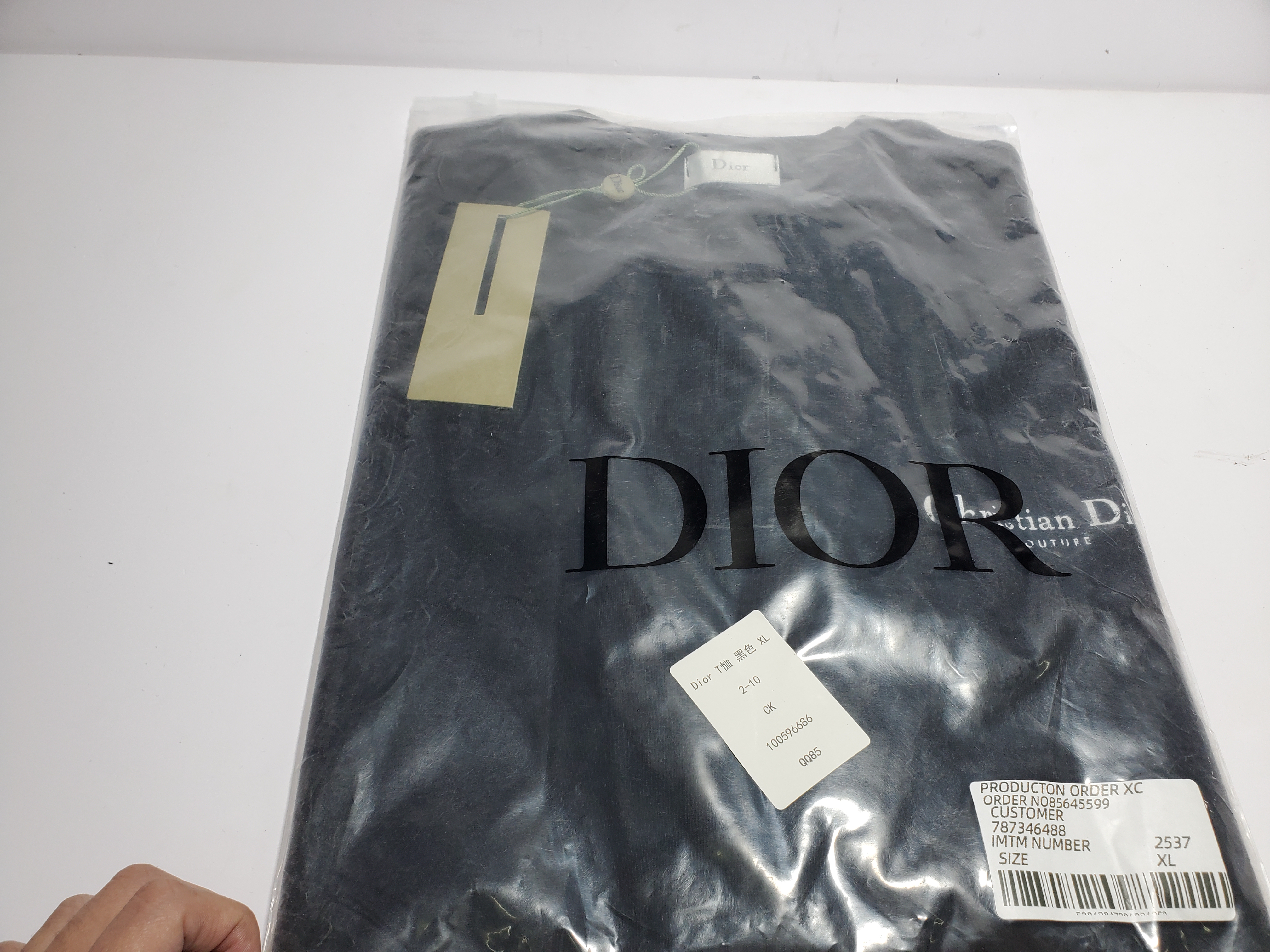 Dior CD embroidered collar letter T-Shirts black