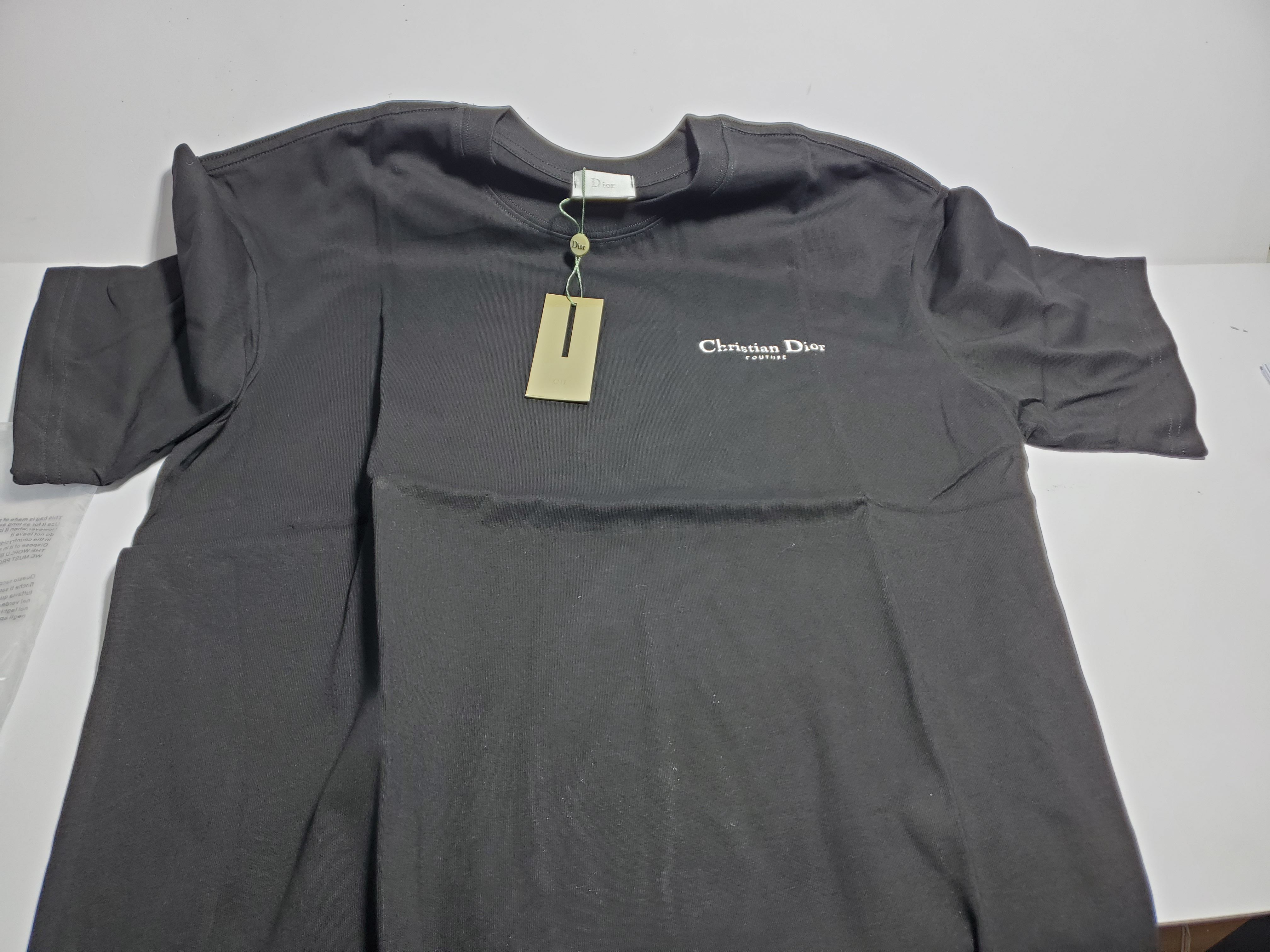 Dior CD embroidered collar letter T-Shirts black