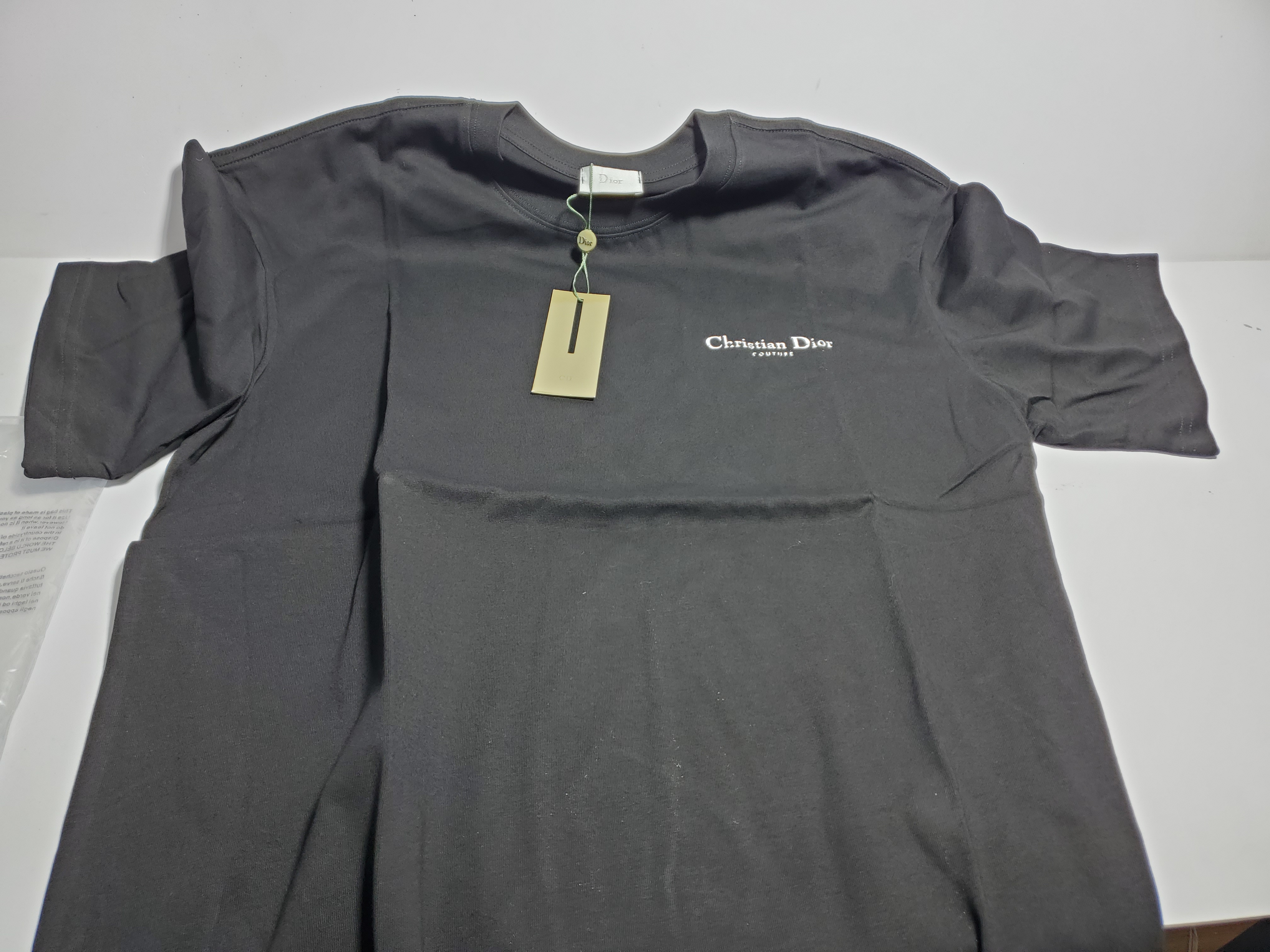 Dior CD embroidered collar letter T-Shirts black