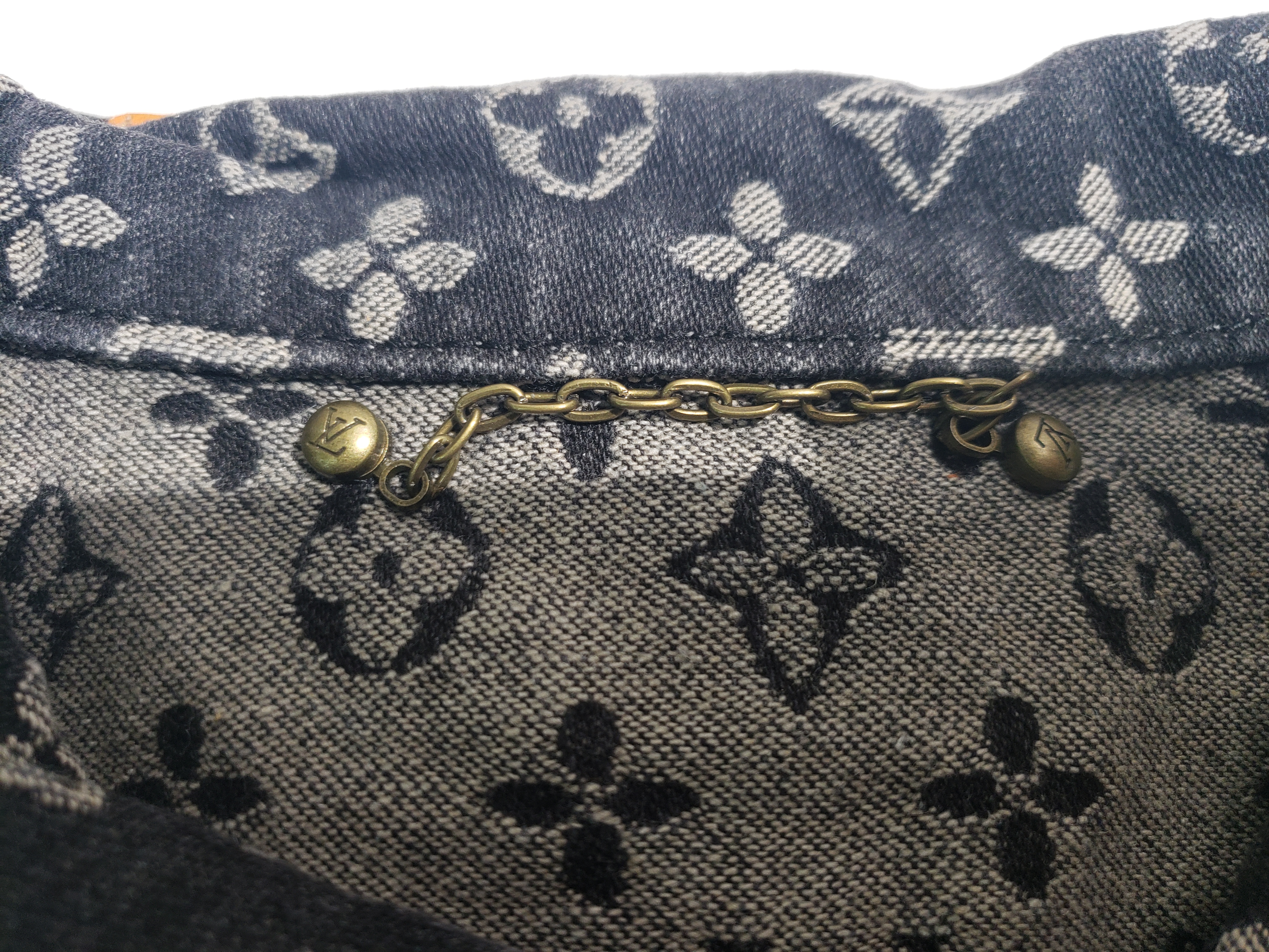 Louis Vuitton monogram full print distressed denim jacket