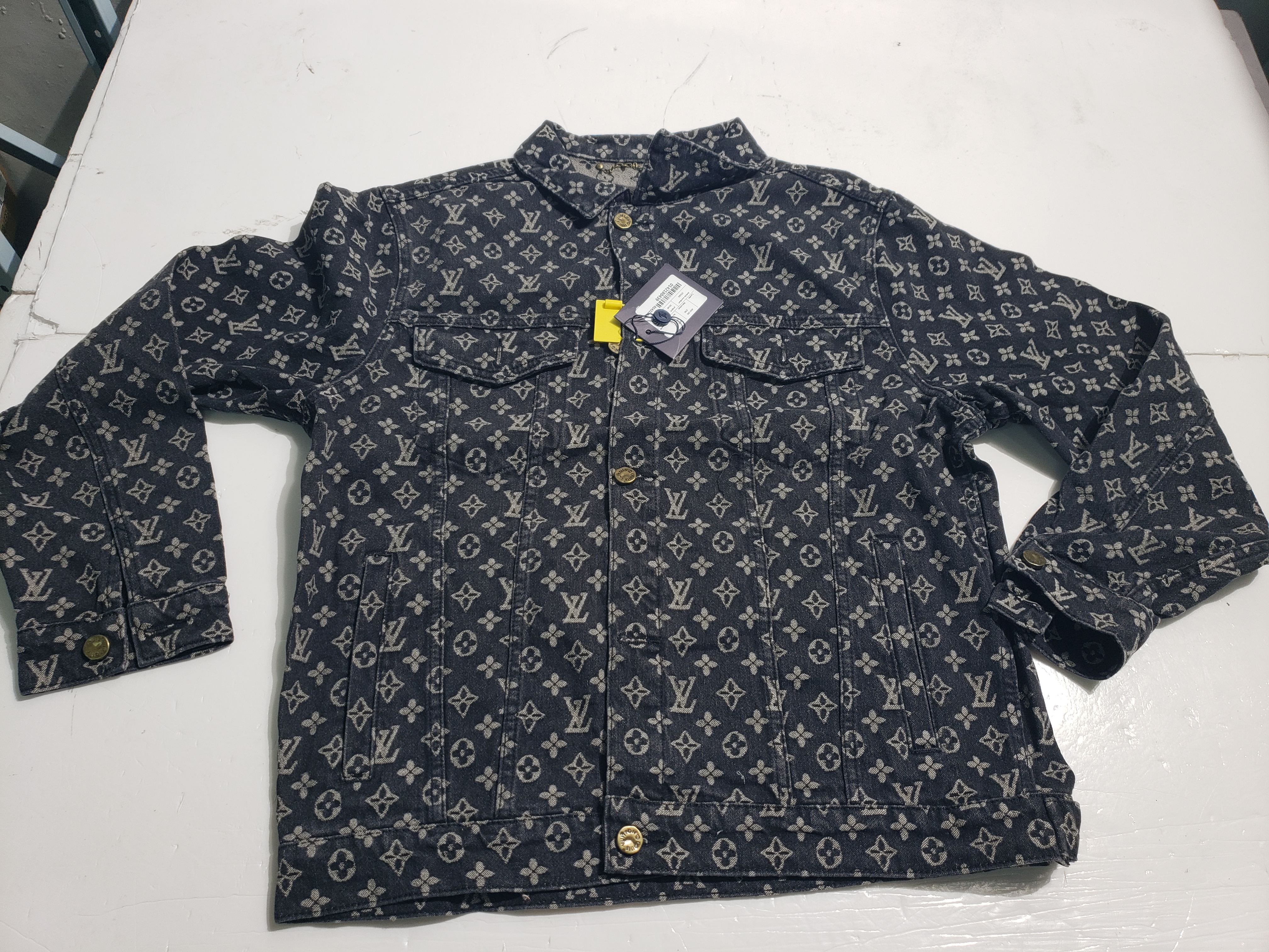 Louis Vuitton monogram full print distressed denim jacket