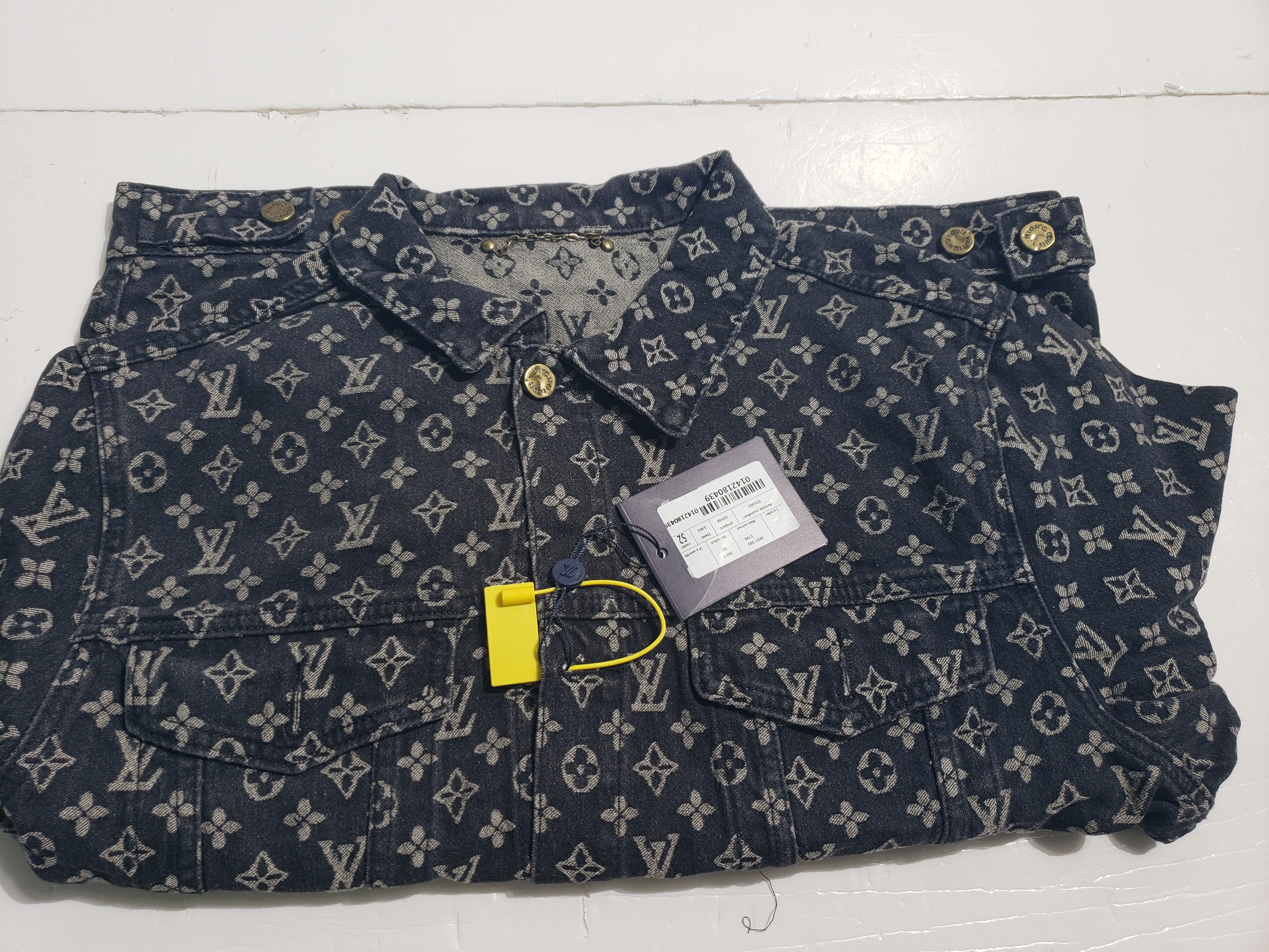 Louis Vuitton monogram full print distressed denim jacket