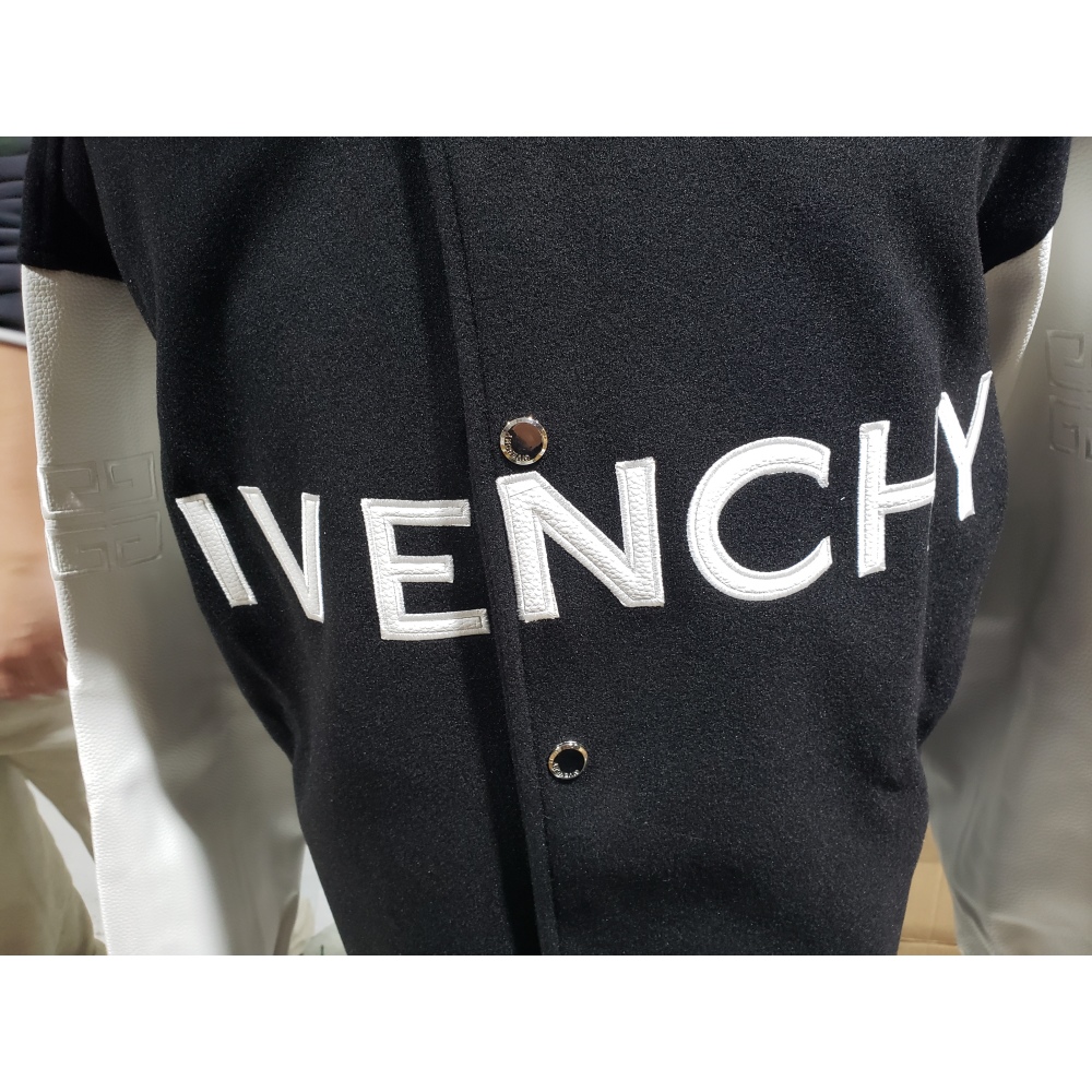 Givenchy 3D embroidered leather sleeve woolen jacket
