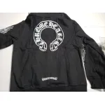 Chrome Hearts Horseshoe Floral Cross-Sleeve Zip Up Hoodie Black/White