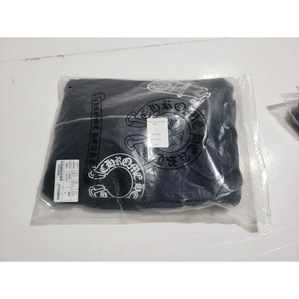 Chrome Hearts Horseshoe Floral Cross-Sleeve Zip Up Hoodie Black/White