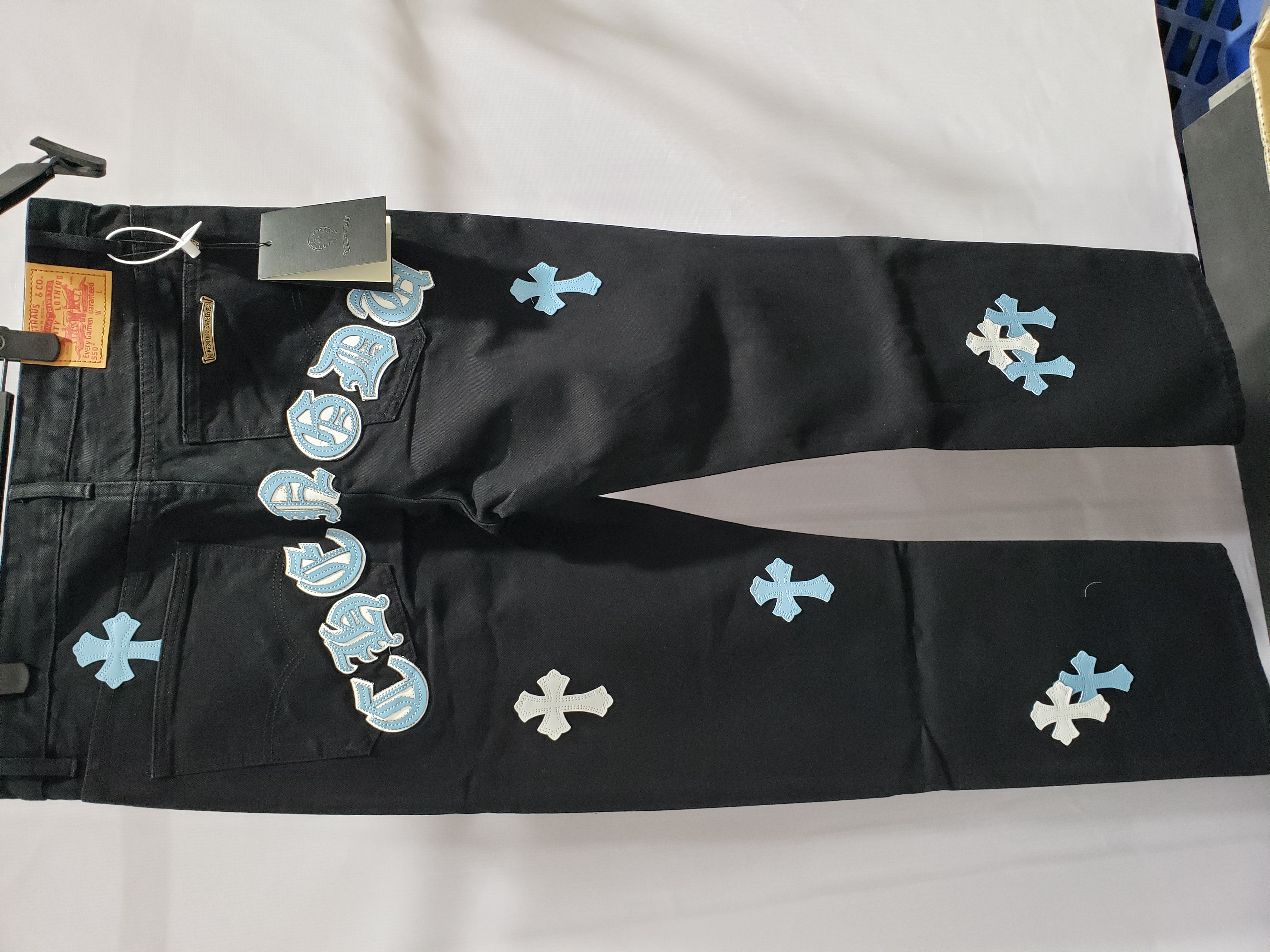 Chrome Hearts CH city limited series Sanskrit cross patch leather Jeans 2