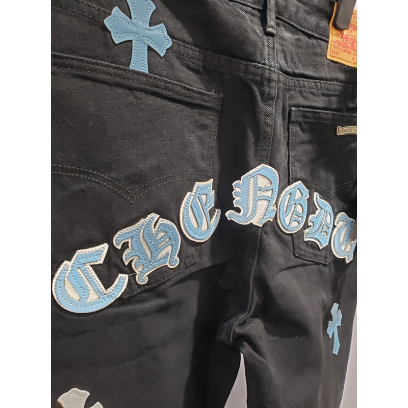 Chrome Hearts CH city limited series Sanskrit cross patch leather Jeans 2