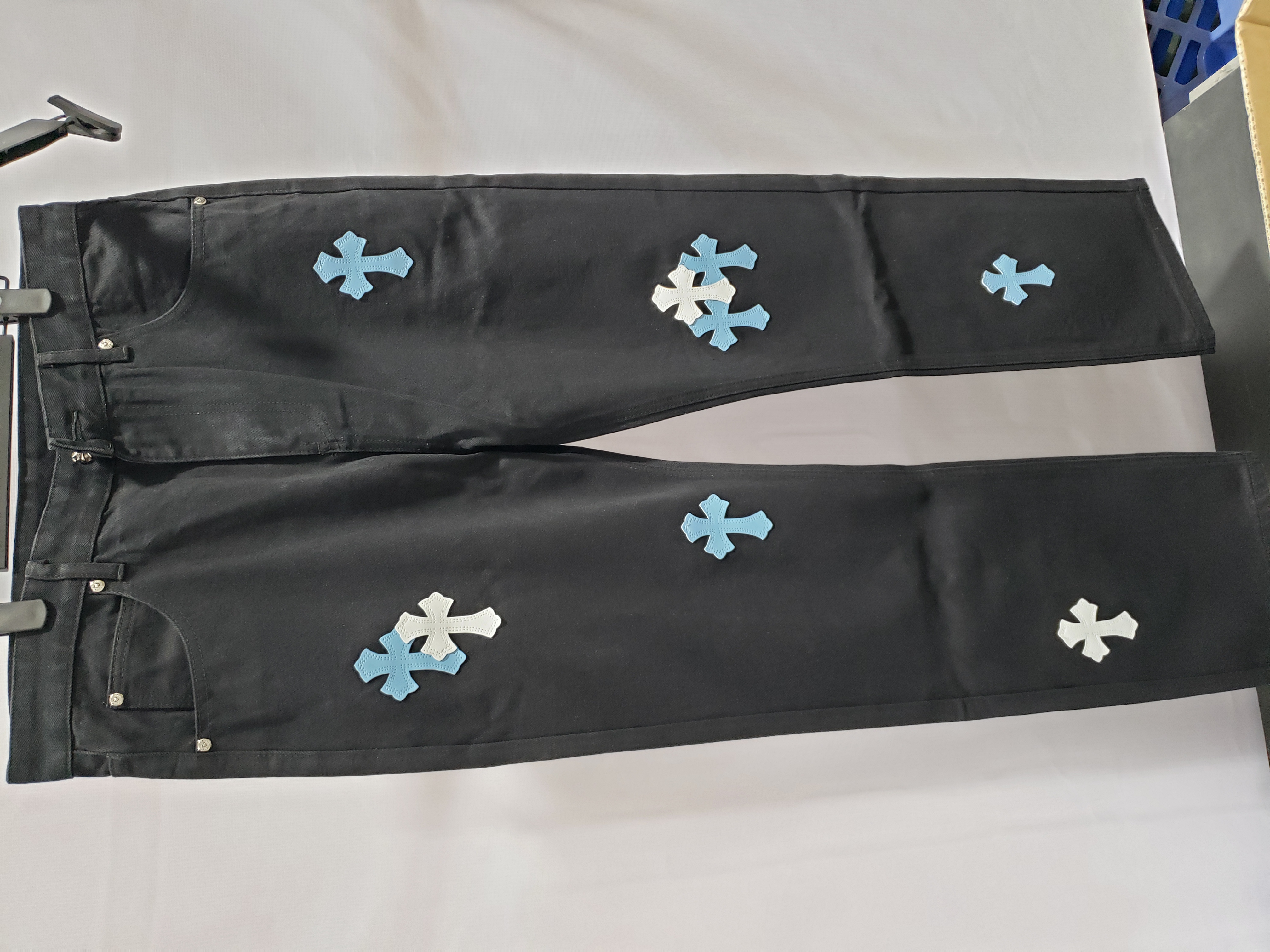 Chrome Hearts CH city limited series Sanskrit cross patch leather Jeans 2