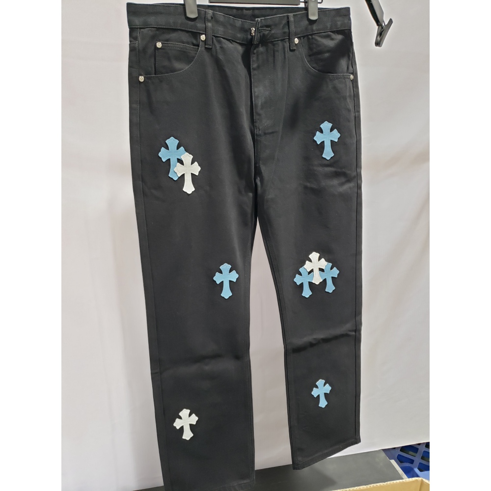 Chrome Hearts CH city limited series Sanskrit cross patch leather Jeans 2